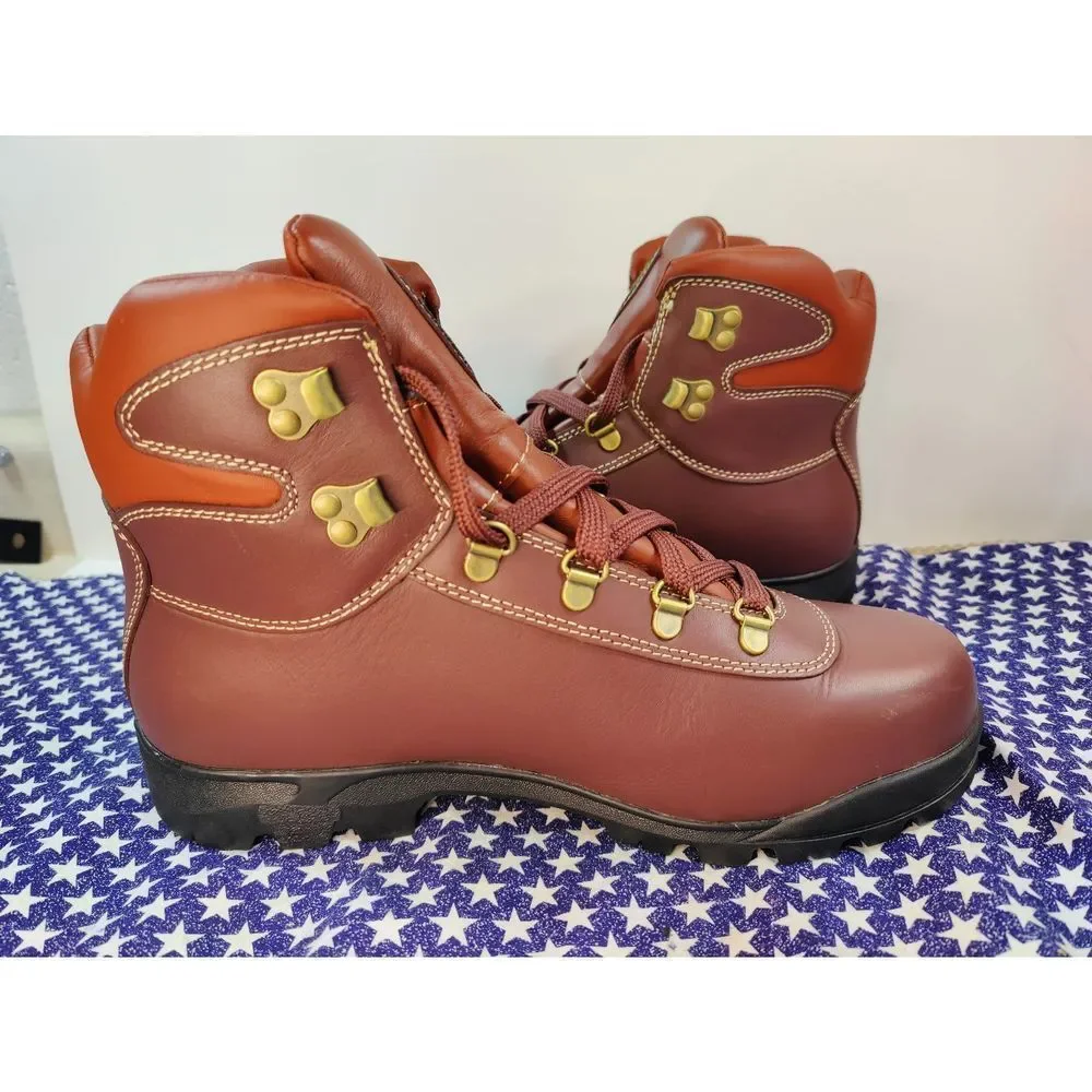 Asolo Brown Leather Hiking Boots with Gold Hardware